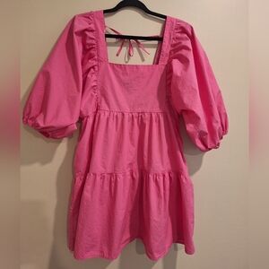 Pink Puff Sleeve Women's Top